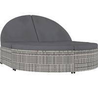 vidaXL Bain de soleil double avec coussins Poly rotin gris