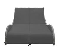 vidaXL Bain de soleil double avec support Poly rotin Anthracite