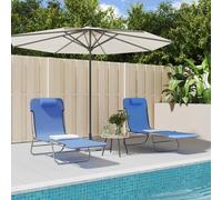 vidaXL Bain de soleil pliable 2 pcs. Bleu Textilène et acier