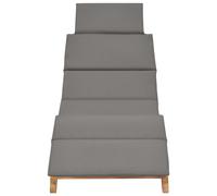 vidaXL Bain de soleil pliable avec revêtement gris foncé en teck massif