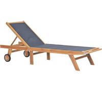 vidaXL Bain de soleil pliable avec roulettes 2 pcs. Teck textilène