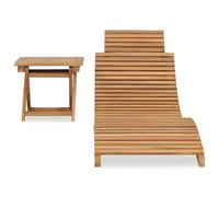 vidaXL Bain de soleil pliable avec table en teck massif