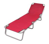 vidaXL Bain de soleil rouge pliable avec dossier ajustable Chaise longue 41479