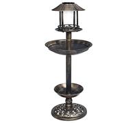 vidaXL Bain Décoratif pour Oiseaux à LED à Energie Solaire Mangeoire Décoration de Jardin Extérieur Résistant aux Intempéries Plastique