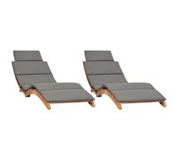 vidaXL Bains de soleil 2 pcs. avec coussins en bois massif teck