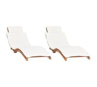 vidaXL Bains de soleil 2 pcs. avec coussins en bois massif teck