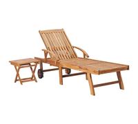 vidaXL Bains de soleil 2 pcs. avec table en bois massif teck
