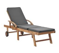vidaXL Chaises longues et coussins 2pcs Bois de teck solide Gris foncé 3054634