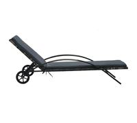 Chaises Longues Avec Table Résine Tressée Anthracite Gris
