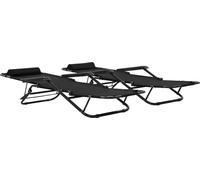 vidaXL Bains de soleil pliants 2 pcs. avec repose-pieds Noir