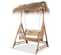 vidaXL Balancelle 2 Places avec Feuilles de Palmier Bambou 202 cm Balançoire
