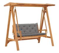 Vidaxl Balancelle Avec Coussin Gris 170 Cm Bois De Teck Solide