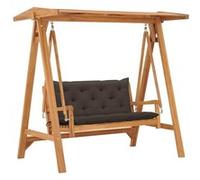 vidaXL Balancelle avec coussin taupe 170 cm Bois de teck solide G