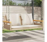 Vidaxl Balancelle Avec Coussins Beige 109x62x40 Cm Résine Tressée