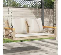 vidaXL Balancelle avec coussins beige 109x62x40 cm résine tressée, balancelle, chaise suspendue, siège de balançoire, 368157