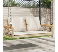 vidaXL Balancelle avec coussins beige 109x62x40 cm résine tressée, balancelle, chaise suspendue, siège de balançoire, 368157