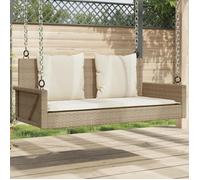 vidaXL Balancelle avec coussins beige 119x56x48 cm résine tressée, balancelle, chaise suspendue, siège de balançoire, 365632