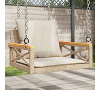 Vidaxl Balancelle Avec Coussins Beige 63x62x40 Cm Résine Tressée