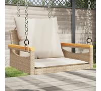 Vidaxl Balancelle Avec Coussins Beige 63x62x40 Cm Résine Tressée