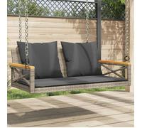 vidaXL Balancelle avec coussins 2 places Résine tressée 109x62x40 cm Gris
