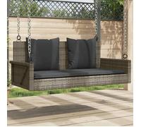 vidaXL Balancelle avec coussins gris 119x56x48 cm résine tressée, balancelle, chaise suspendue, siège de balançoire, 365631