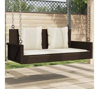 Vidaxl Balancelle Avec Coussins Marron 119x56x48 Cm Résine Tressée