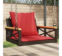 Vidaxl Balancelle Avec Coussins Marron 63x62x40 Cm Résine Tressée