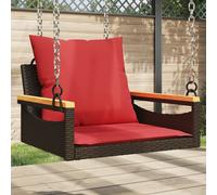 Vidaxl Balancelle Avec Coussins Marron 63x62x40 Cm Résine Tressée