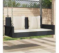 vidaXL Balancelle avec coussins noir 119x56x48 cm résine tressée, balancelle, chaise suspendue, siège de balançoire, 365629