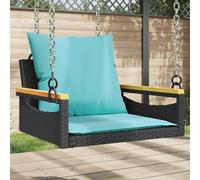 Vidaxl Balancelle Avec Coussins Noir 63x62x40 Cm Résine Tressée