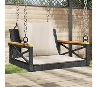 vidaXL Balancelle avec coussins noir 63x62x40 cm résine tressée, balancelle, chaise suspendue, siège de balançoire, 368173