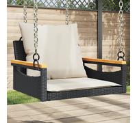 Vidaxl Balancelle Avec Coussins Noir 63x62x40 Cm Résine Tressée