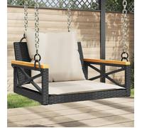 vidaXL Balancelle avec coussins noir 63x62x40 cm résine tressée, balancelle, chaise suspendue, siège de balançoire, 368173