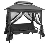 vidaXL Balancelle Convertible à Toit Anthracite 220x160x240 cm Acier Balançoire