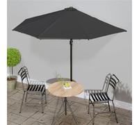 Vidaxl Parasol De Balcon Avec Mât En Aluminium Noir 300x150x253cm Demi Noir