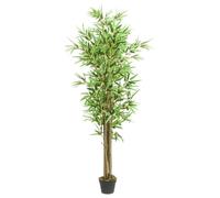 vidaXL Bambou artificiel 1288 feuilles – Arbre avec pot en plastique, 180 cm, vert