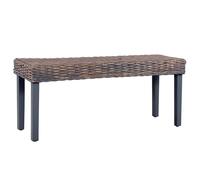 vidaXL Banc 110 cm Gris Rotin naturel kubu et bois d'acajou massif