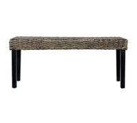 vidaXL Banc 110 cm Noir Rotin naturel kubu et bois de manguier massif Noir