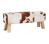 vidaXL Banc 110 x 30 x 45 cm Cuir véritable Marron et Blanc