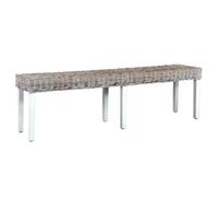 vidaXL Banc 160 cm Blanc Rotin naturel kubu et bois de manguier massif