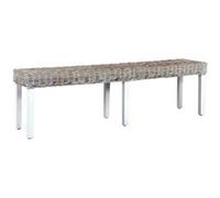 Banc 160 Cm Blanc Rotin Naturel Kubu Et Bois De Manguier Massif Blanc