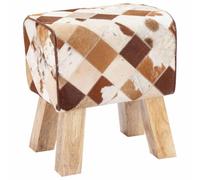 vidaXL Banc 40 x 30 x 45 cm Cuir véritable Patchwork Marron