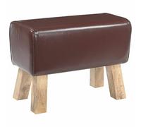 vidaXL Banc 60 x 30 x 45 cm Cuir véritable Marron foncé