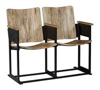 vidaXL Banc à 2 Places Bois de Manguier Massif et Acier Mobilier de Maison