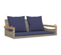 vidaXL Banc à bascule avec coussins, chaise à bascule pour détente, balançoire, chaise suspendue, chaise longue, style moderne, gris polyrotin