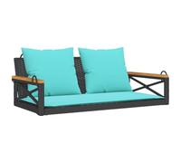 vidaXL Banc à bascule avec coussins, chaise à bascule relaxation, balançoire pour jardin, chaise suspendue, chaise hamac, style moderne, polyrotin noir