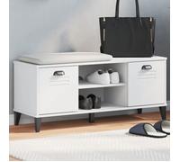 vidaXL Banc à Chaussures, Armoire de Rangement avec Portes et Poignée, Meuble d'Etrée avec Compartiment, Industriel, Blanc 374932