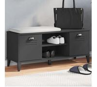 vidaXL Banc à Chaussures, Armoire de Rangement avec Portes, Meuble d'Etrée avec Compartiment Salon, Industriel, Noir Bois 374933