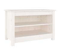 vidaXL Banc à Chaussures Armoire de Rangement de Chaussures Support Meuble Entrée Couloir Salon Blanc 70x38x45,5 cm Bois de Pin Massif