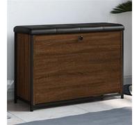 vidaXL Banc à Chaussures avec Tiroir Rabattable, Meuble de Rangement avec Coussin, Banc de Couloir Entrée Salon Intérieur, Moderne, Chêne Fumé